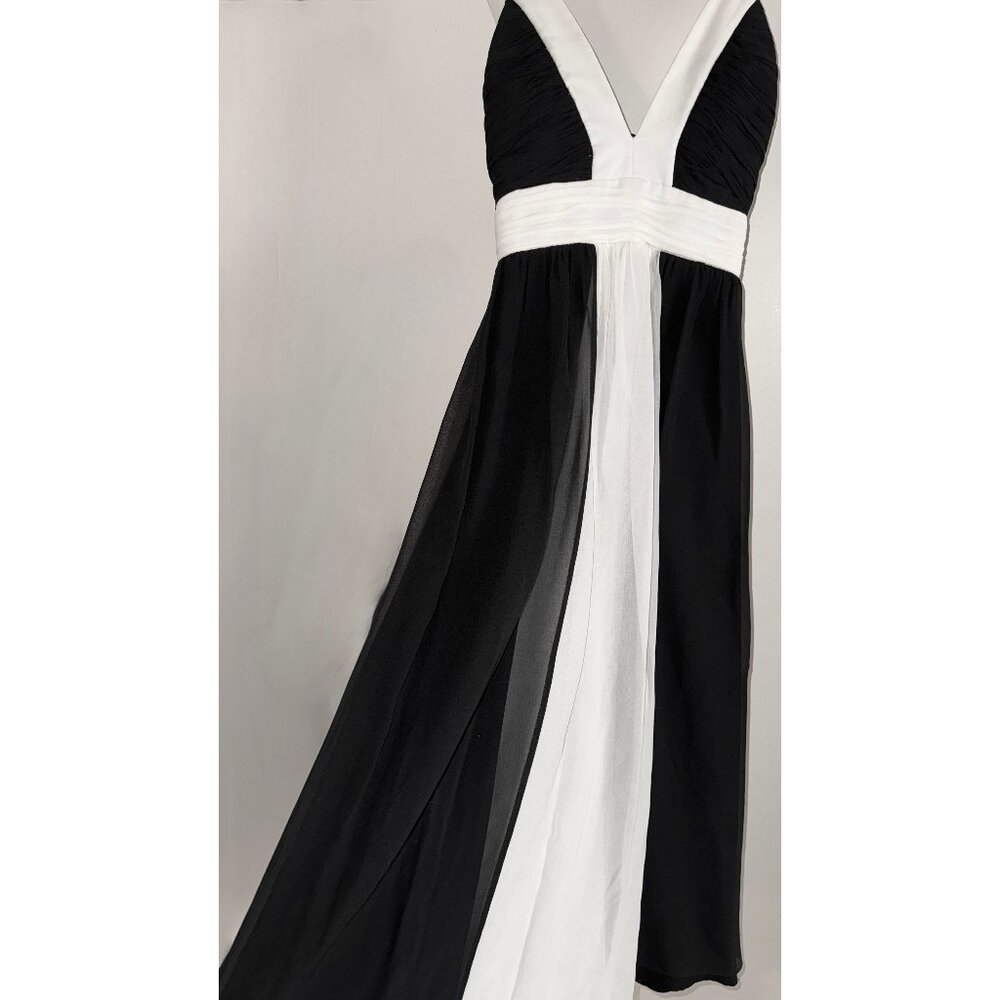 BCBG Paris Silk Black-and-White Contrast Dress Size 10